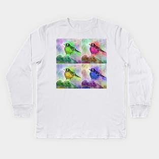 Cute Pop Art Painting of a Robin Kids Long Sleeve T-Shirt